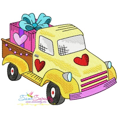 Valentine Truck Gift Embroidery Design Pattern-1
