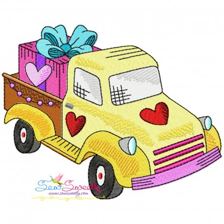 Valentine Truck Gift Embroidery Design Pattern