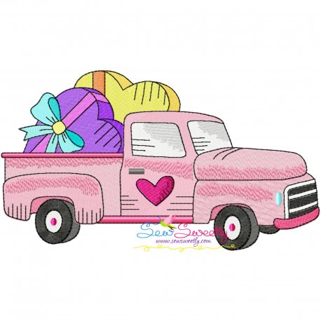 Valentine Truck Heart Gifts Embroidery Design- 1