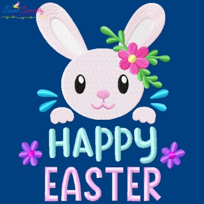 Happy Easter Bunny Embroidery Design Pattern-1