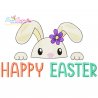 Free Happy Easter Bunny Peeking Embroidery Design- 1