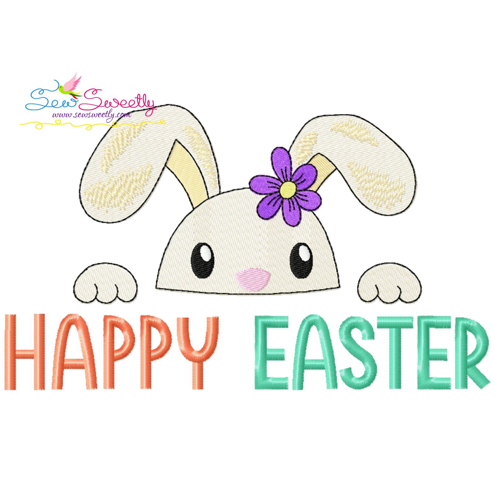 Happy Easter Bunny Peeking Embroidery Design | Sew Sweetly
