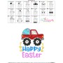Happy Easter Monster Truck With Egg Embroidery Design Pattern-3