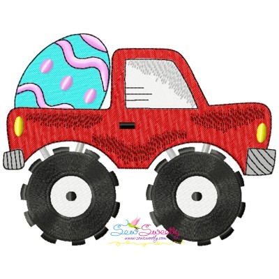 Easter Monster Truck With Egg Embroidery Design Pattern-1