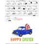 Happy Easter Truck With Egg Embroidery Design Pattern-3