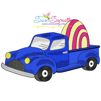 Easter Truck With Egg Embroidery Design- 1