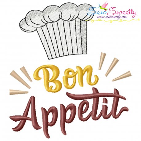 Bon Appetit Kitchen Lettering Embroidery Design Pattern