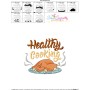 Healthy Cooking Chicken Kitchen Lettering Embroidery Design Pattern-3