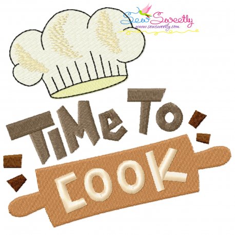 Time To Cook-1 Kitchen Lettering Embroidery Design Pattern