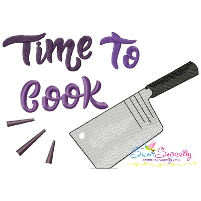 Time To Cook-2 Kitchen Lettering Embroidery Design Pattern-1