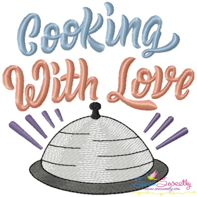 Cooking With Love Kitchen Lettering Embroidery Design Pattern-1