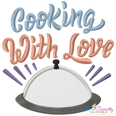 Cooking With Love Kitchen Lettering Applique Design Pattern-1