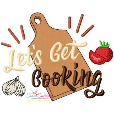 Let's Get Cooking Kitchen Lettering Embroidery Design Pattern-1