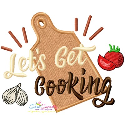 Let's Get Cooking Kitchen Lettering Applique Design Pattern-1