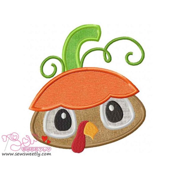 Pumpkin Top Turkey Applique Design Pattern-1