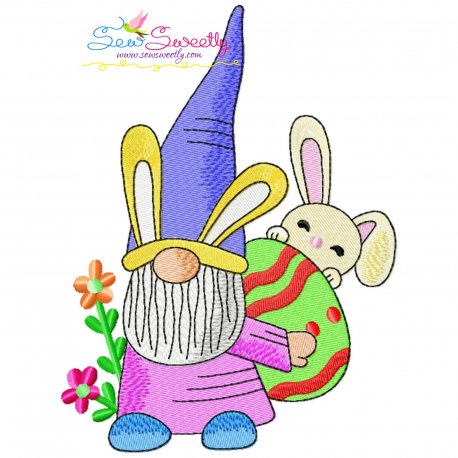 Easter Gnome And Bunny-2 Embroidery Design Pattern
