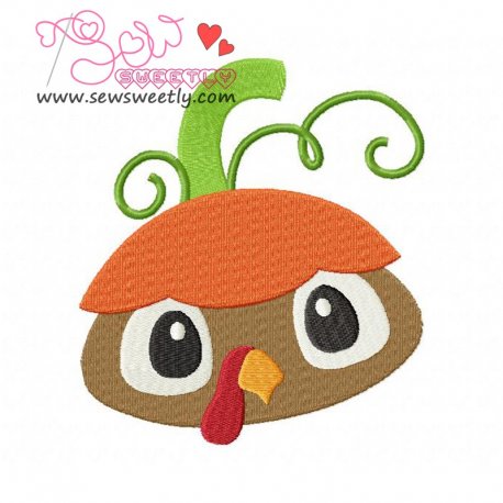Pumpkin Top Turkey Embroidery Design- 1