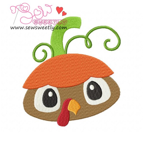 Pumpkin Top Turkey Embroidery Design Pattern-1