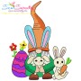 Easter Gnomes And Bunnies Embroidery Design Bundle-4