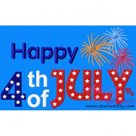 Happy 4th of July Embroidery Design Pattern-1