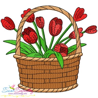 Spring Flowers Basket-1 Embroidery Design Pattern-1