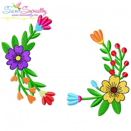Spring Flowers Frame Embroidery Design Pattern