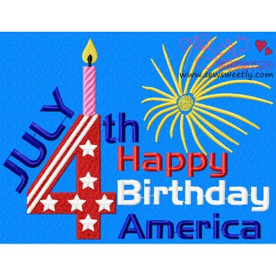 Happy Birthday America Embroidery Design Pattern-1