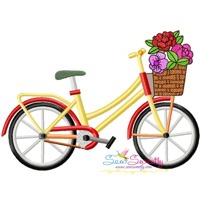 Spring Flowers Bicycle-2 Embroidery Design Pattern-1
