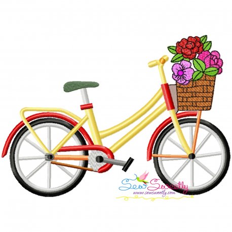 Spring Flowers Bicycle-2 Embroidery Design Pattern