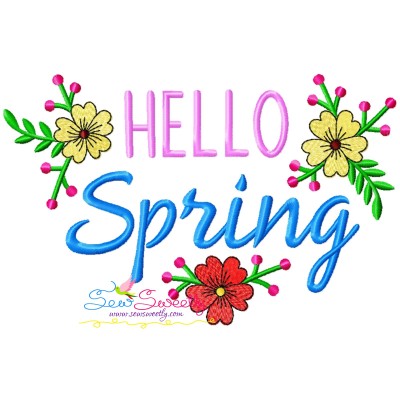 Hello Spring Flowers Frame-2 Embroidery Design Pattern-1