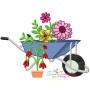 Spring Flowers Wheelbarrow-1 Embroidery Design Pattern-1