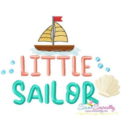 Little Sailor Summer Lettering Embroidery Design Pattern-1