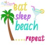 Eat Sleep Beach Repeat Summer Lettering Embroidery Design Pattern-1