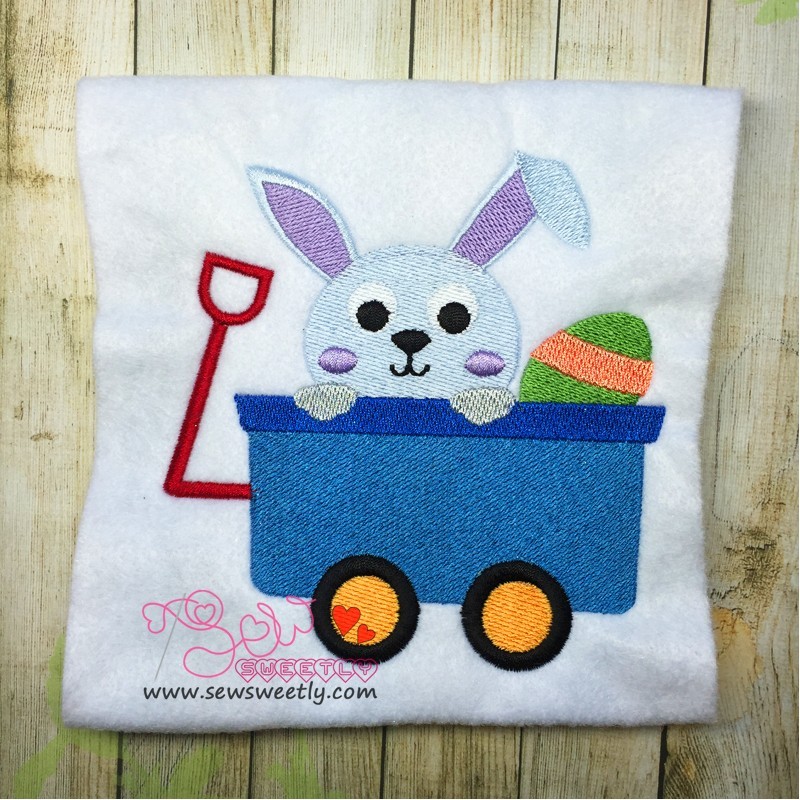 Bunny In Wagon Embroidery Design Pattern