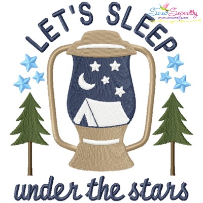 Let's Sleep Under The Stars Camping Lettering Embroidery Design Pattern-1