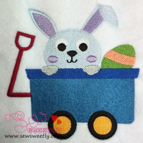 Bunny In Wagon Embroidery Design- 1
