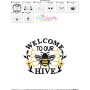 Welcome To Our Hive Bee Lettering Embroidery Design Pattern-3