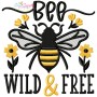 Bee Wild & Free Lettering Embroidery Design Pattern-1
