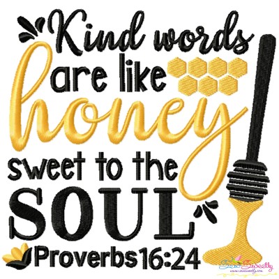 Kind Words Are Like Honey Lettering Embroidery Design Pattern-1