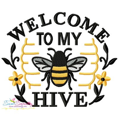 Welcome To My Hive Bee Lettering Embroidery Design Pattern-1