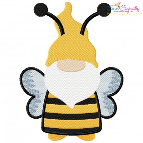 Bee Gnome Embroidery Design Pattern-1
