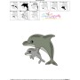 Mom And Baby Dolphin Embroidery Design Pattern-3