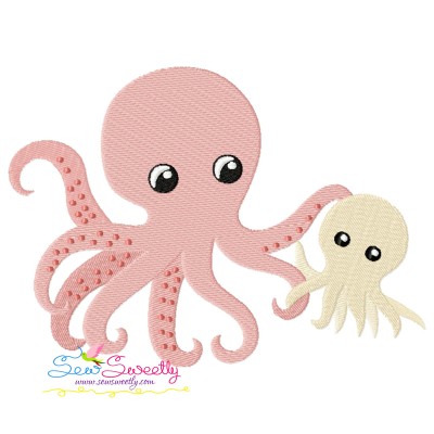 Mom And Baby Octopus Embroidery Design Pattern-1