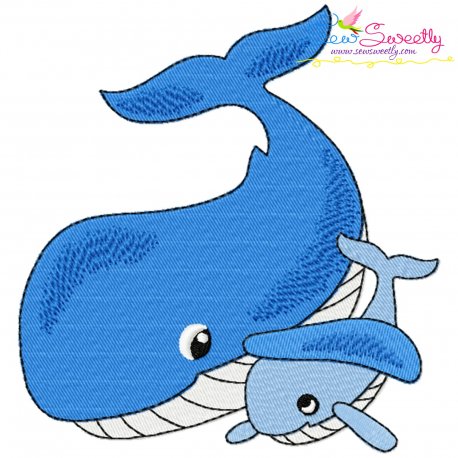Mom And Baby Whale Embroidery Design