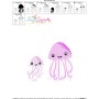 Mom And Baby Jellyfish Embroidery Design Pattern-3