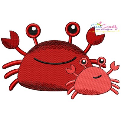 Mom And Baby Crab Embroidery Design Pattern-1