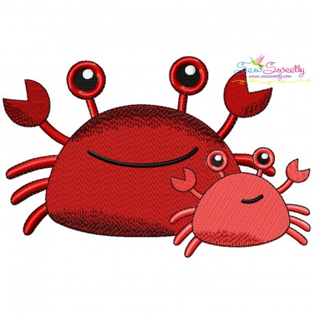 Mom And Baby Crab Embroidery Design- 1