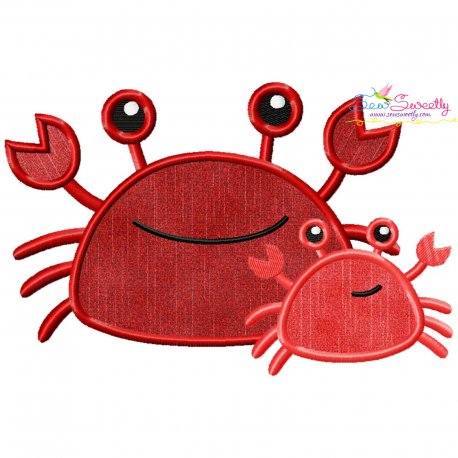 Mom And Baby Crab Applique Design