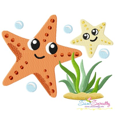 Mom And Baby Starfish Embroidery Design Pattern-1