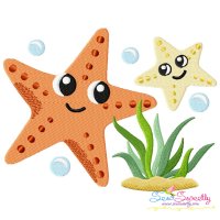Mom And Baby Starfish Embroidery Design Pattern